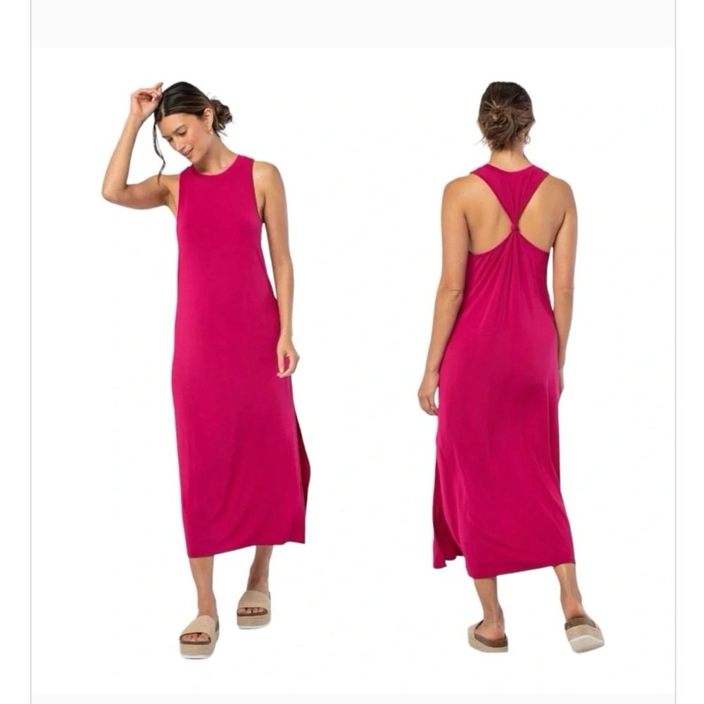 Love Stitch Ryder Knot Racerback Maxi Dress Sleeveless Side Slit